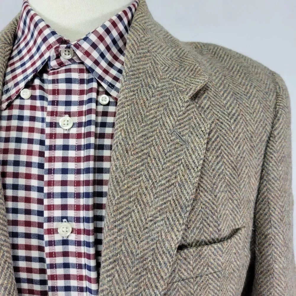 VTG Farah Men's Tweed‎ Sport Coat Blazer Two Button Herringbone Wool Size 42L